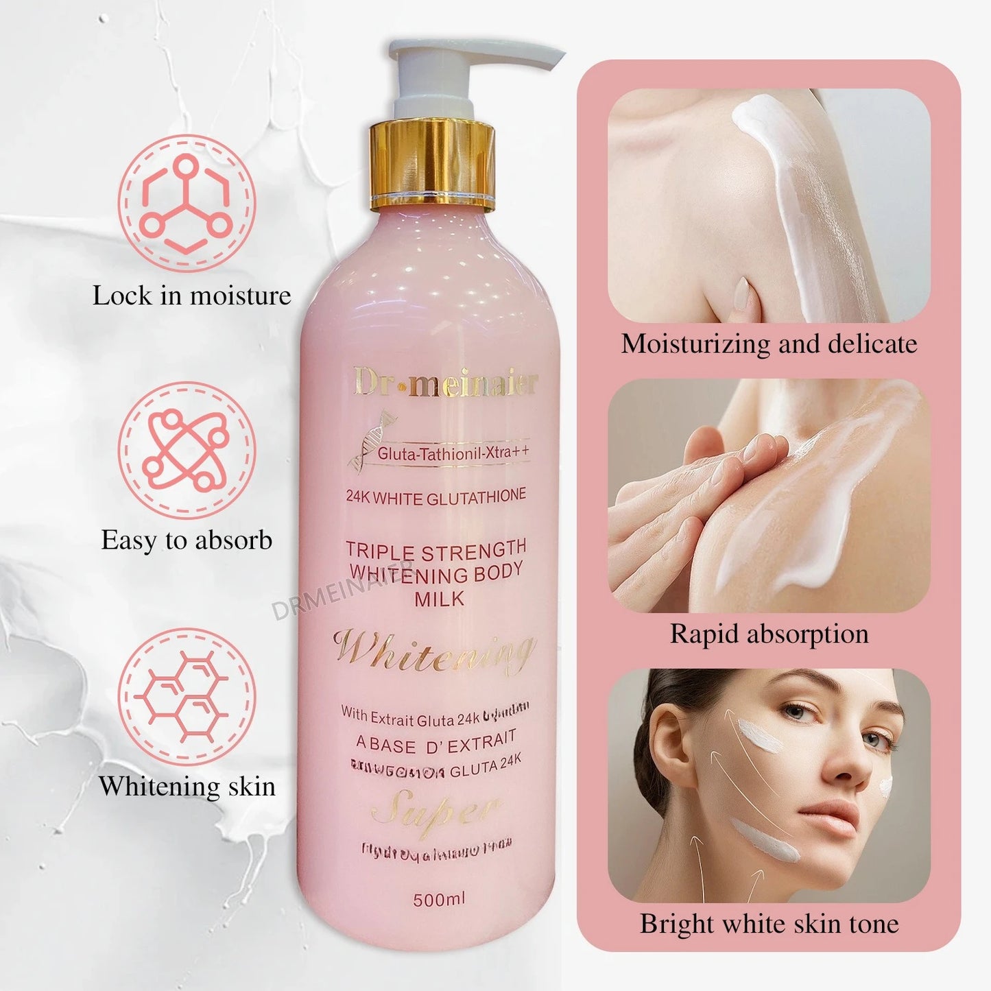 **24K Gold Glutathione Body Lotion – Brightening & Hydrating Care**