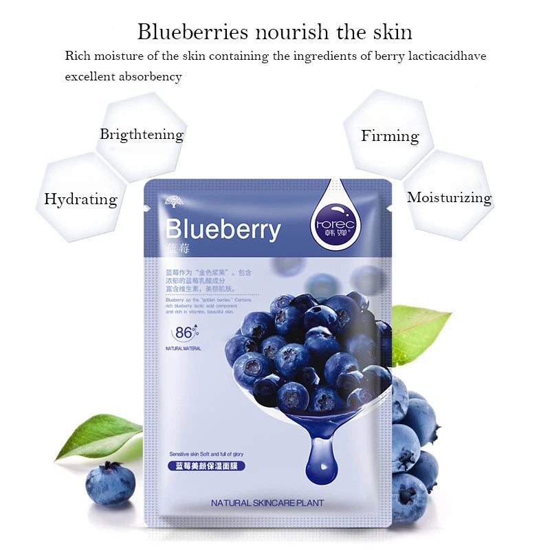 **30PCS Fresh Fruit Facial Masks – Hydrating & Firming Skincare**