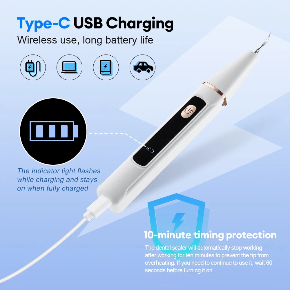 **Ultrasonic Dental Scaler – Electric Tartar, Plaque & Stain Remover**