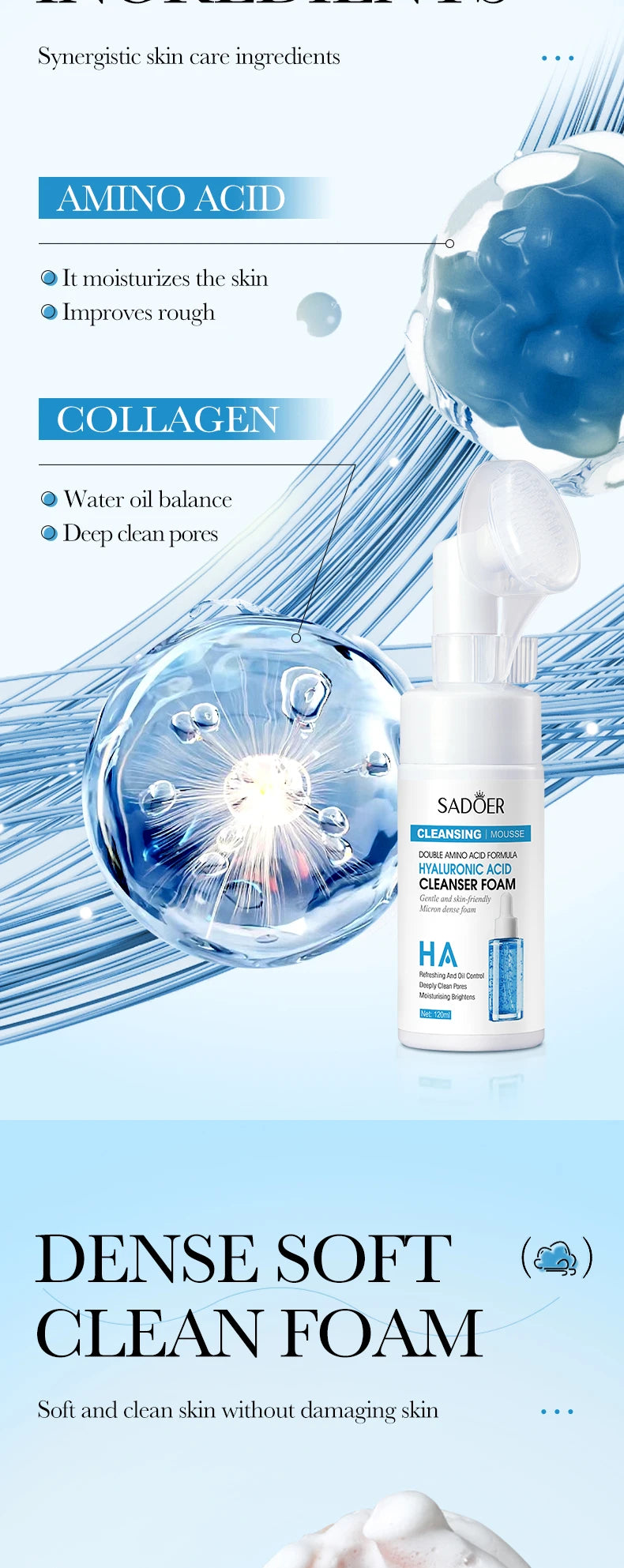 **Hydrating Facial Cleansing Foam – Gentle Face Wash & Massage**