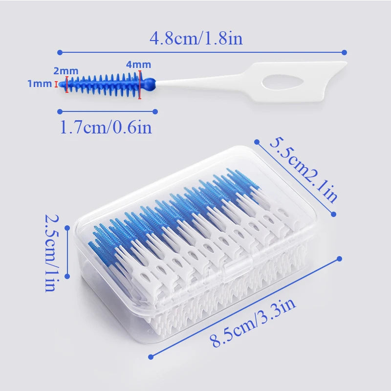 **200PCS Interdental Silicone Brushes – Dental Floss Picks for Deep Oral Cleaning**