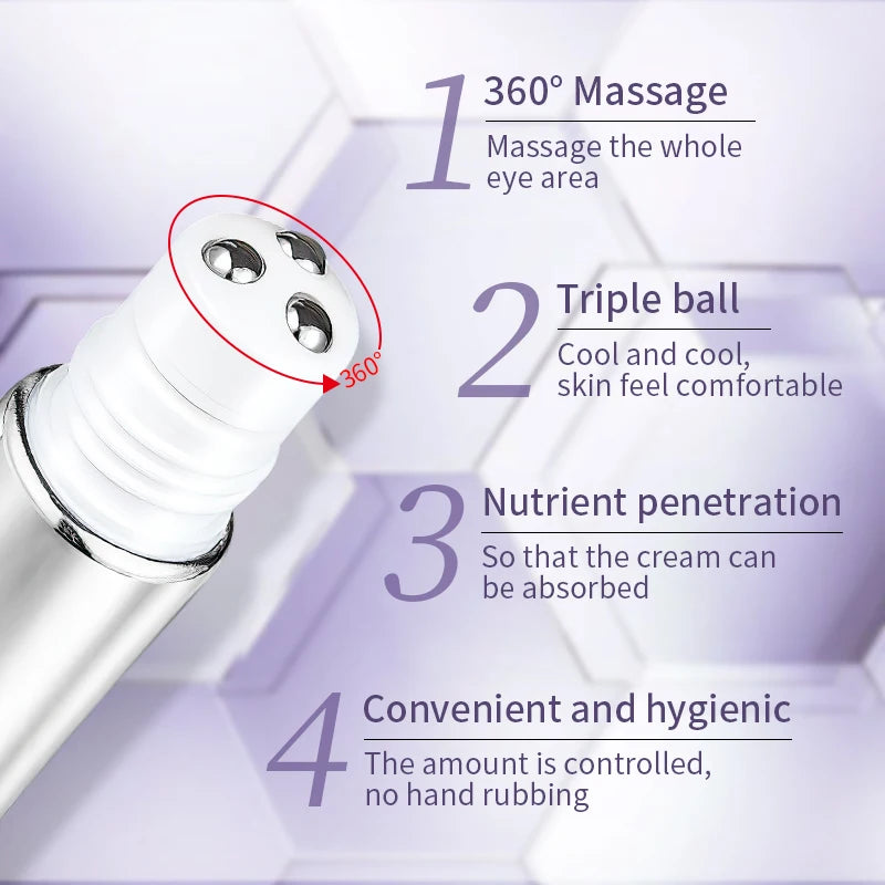 NaturaBloom Brightening Eye Cream Duo — Rollerball Massager + Hyaluronic Acid