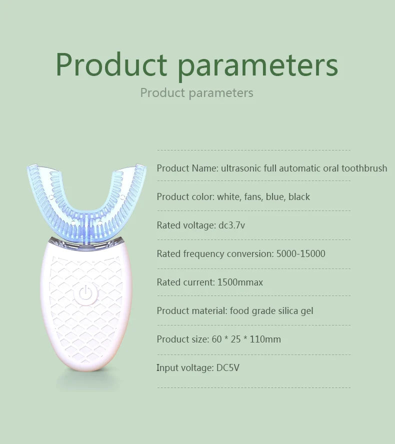 **U-Type Sonic Electric Toothbrush – 360° Automatic Cleaning, USB Rechargeable & Waterproof**