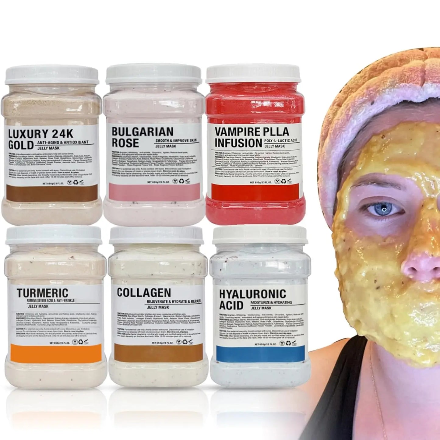 **6PCS Professional Jelly Face Mask Set – 650g Hydrating Facial Skincare Masks**